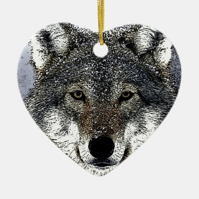 Ornement Cœur En Céramique Wolf Eyes (Devant)