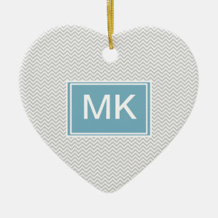 Ornement Cœur En Céramique Zigzag gris simple