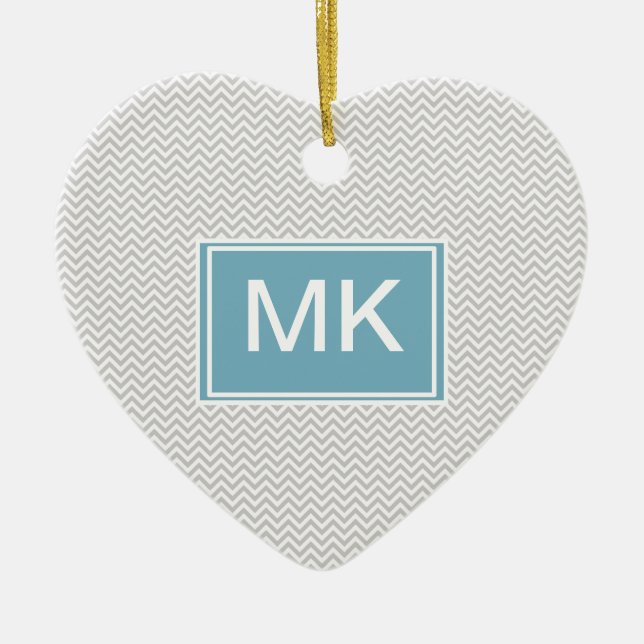 Ornement Cœur En Céramique ZigZag gris simple (Devant)
