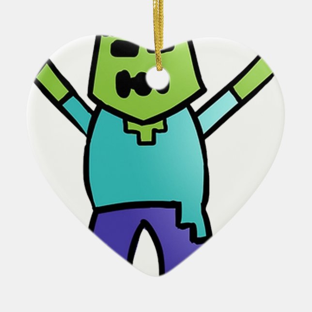 Ornement Cœur En Céramique Zombi (Devant)