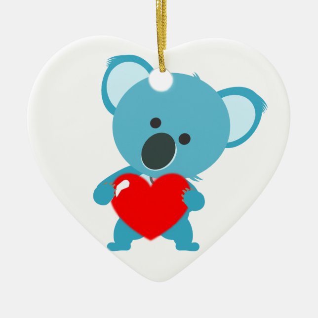 Ornement Coeur motif Koala et son coeur rouge (Devant)
