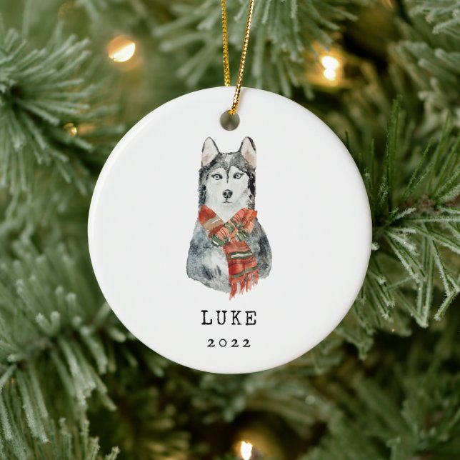 Ornement commémoratif de chien Husky sibérien (Arbre)