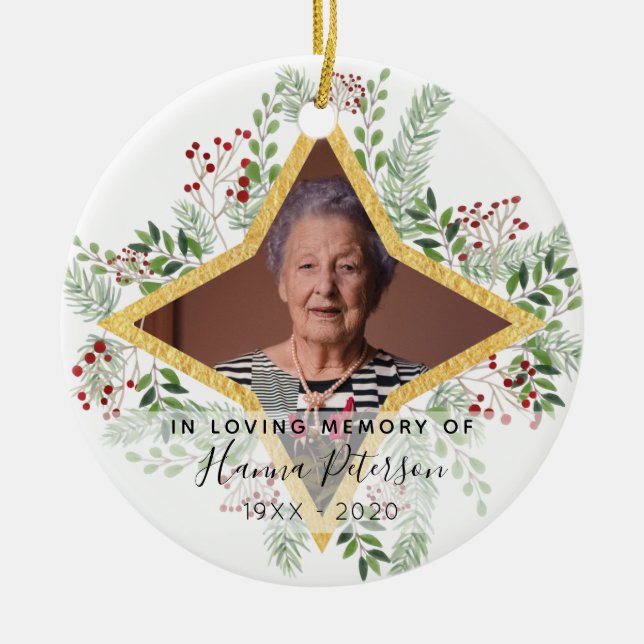 Ornement commémoratif or et fleuri (Devant)