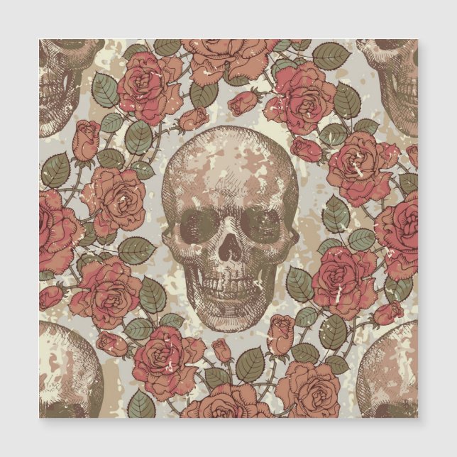 Ornement Crânes et Roses Rétro (Devant)