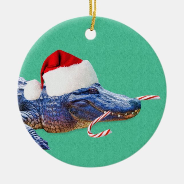 Ornement d'alligator de Noël (Devant)
