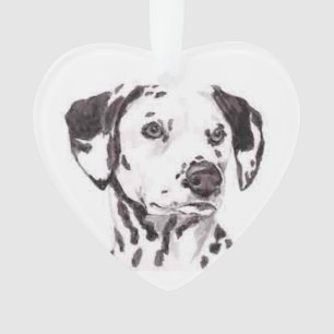 Ornement dalmatien de coeur d'art de chien