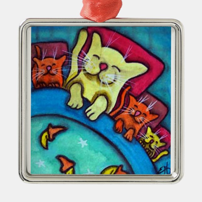 Ornement d'amitié de chats heure du coucher (Devant)