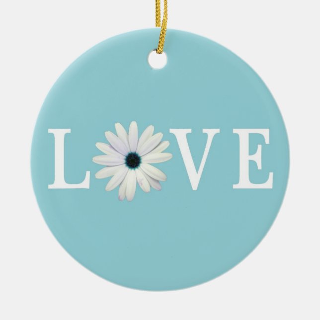 Ornement d'amour de marguerite de turquoise (Devant)