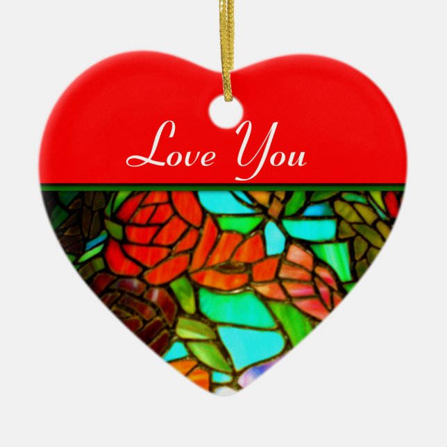 Ornement d'amour en verre teinté rouge (Devant)