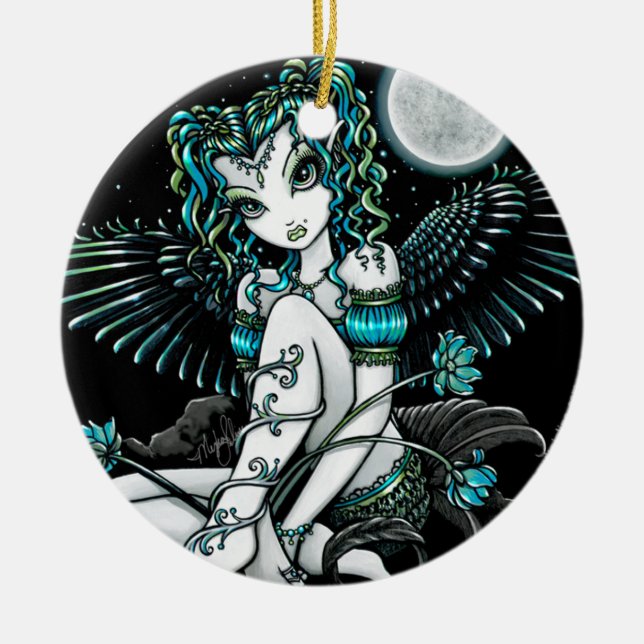 Ornement d'ange de lune de nénuphar de "Alexis" (Devant)