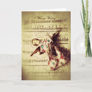 Ornement d'ange vintage sur la musique Carte de No