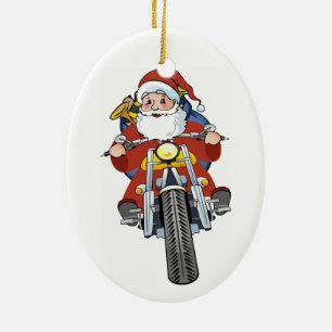 Ornement d'arbre de Noël de Père Noël de moto