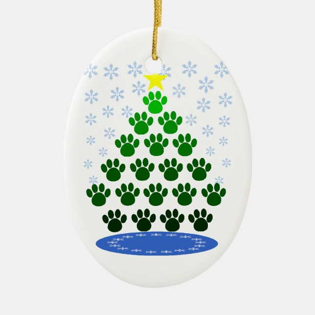 Ornement d'arbre de Noël Empreintes de pattes (Devant)