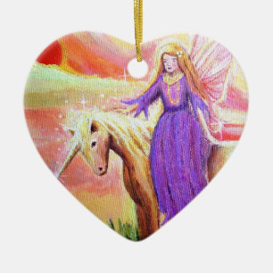 Ornement d'art d'ange et de licorne