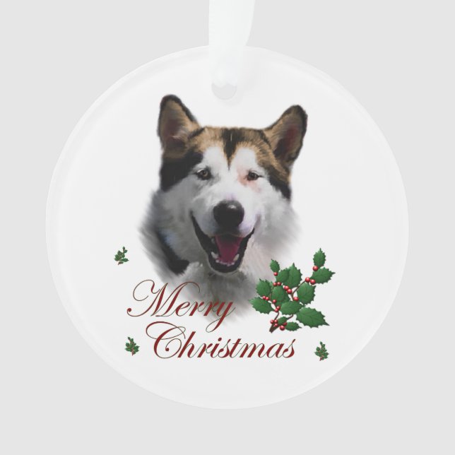 Ornement d'art de Noël Malamute en Alaska (devant)