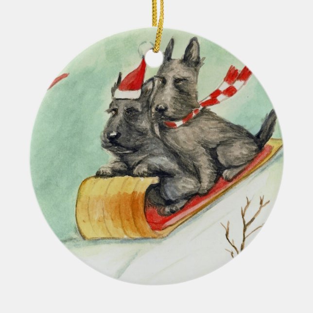 Ornement d'art de tour de Terrier Sleigh (Devant)