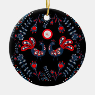 Ornement d'art populaire scandinave Monogramme