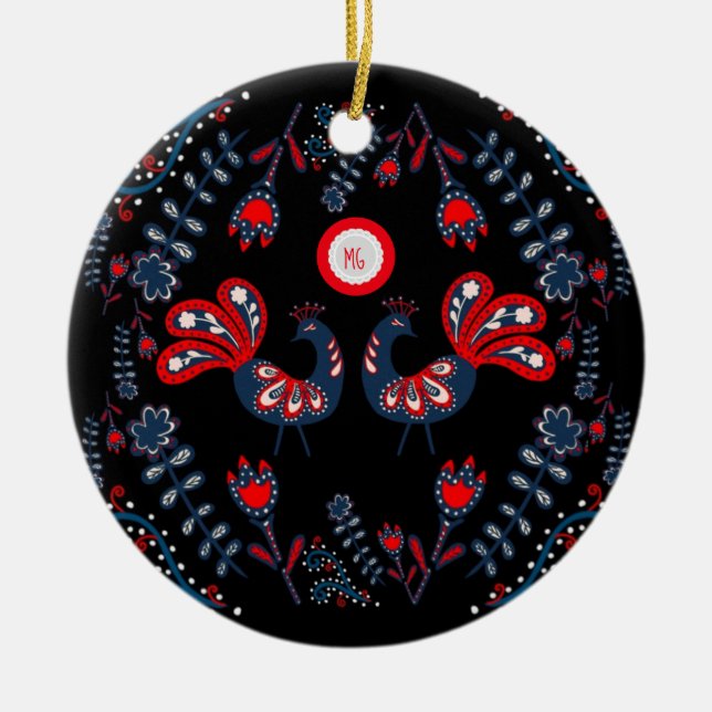 Ornement d'art populaire scandinave Monogramme (Devant)