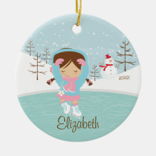 Ornement daté de Noël de fille de patineur de