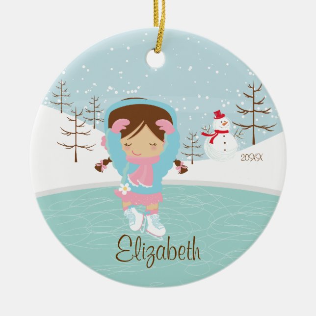 Ornement daté de Noël de fille de patineur de (Devant)