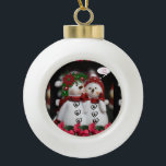 Ornement de bal en céramique de Noël, Snowman<br><div class="desc">Ornement de bal en céramique de Noël Décorez votre beau sapin de Noël avec un ornement customisé d'une sorte. Quelque chose pour tous,  Maria lurdis afonso,  https://www.zazzle.com/succeedinbeautybarb</div>