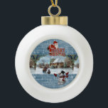 Ornement de bal en céramique de Noël, Snowman<br><div class="desc">Ornement de bal en céramique de Noël Décorez votre beau sapin de Noël avec un ornement customisé d'une sorte. Quelque chose pour tous,  Maria lurdis afonso,  https://www.zazzle.com/succeedinbeautybarb</div>
