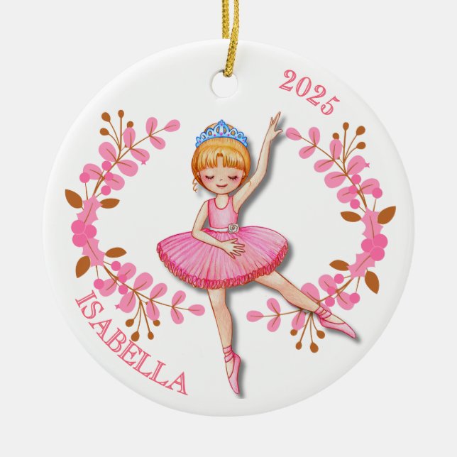 Ornement de ballerine blonde dorée (Devant)