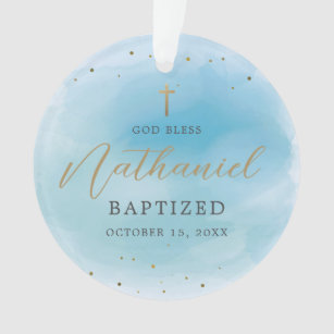 Ornement de baptême de garçon personnalisé