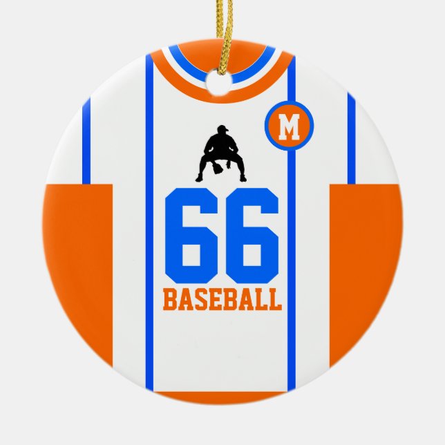 Ornement de baseball Jersey Blue Orange (Devant)