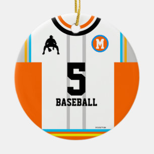 Ornement de baseball Jersey Orange Blue Grey