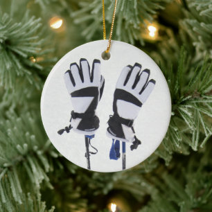 Ornement de bâtons et gants de ski