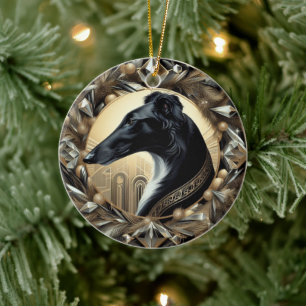 Ornement de beauté Borzoi noir