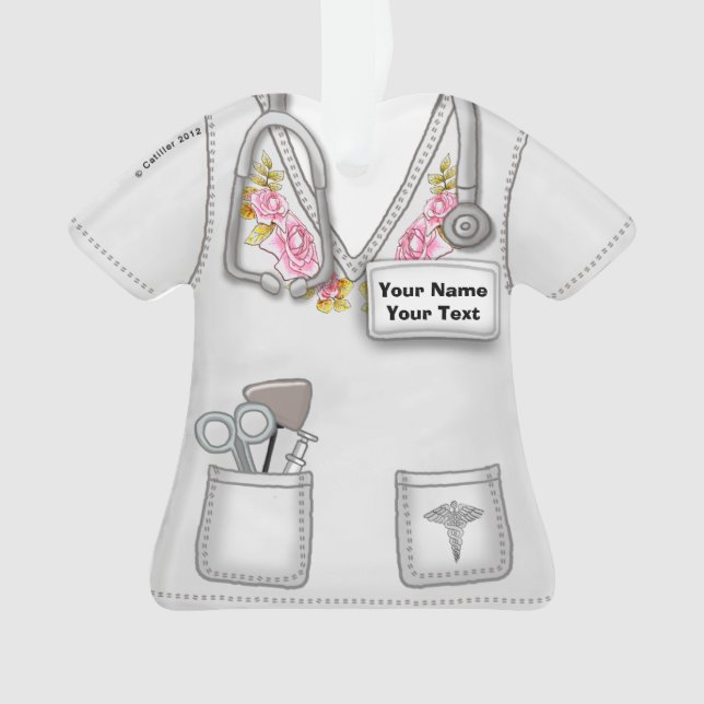 Ornement de blouses médicales Roses blanches pour  (devant)