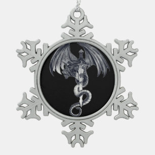 Ornement de boule de Noël de dragon et d'épée