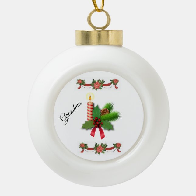 Ornement de boule en céramique de Noël, bougie de  (Devant)
