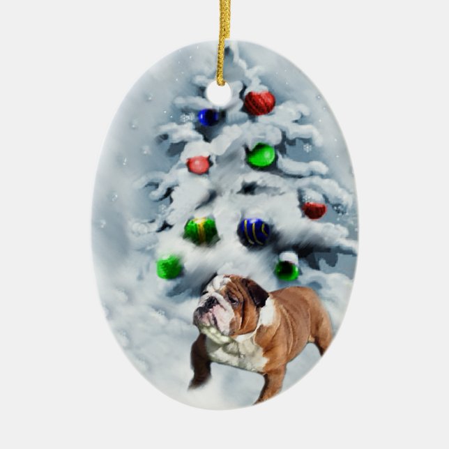 Ornement de cadeaux de Noël de Bulldog anglais (Devant)