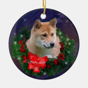 Ornement de cadeaux de Noël de Shiba Inu
