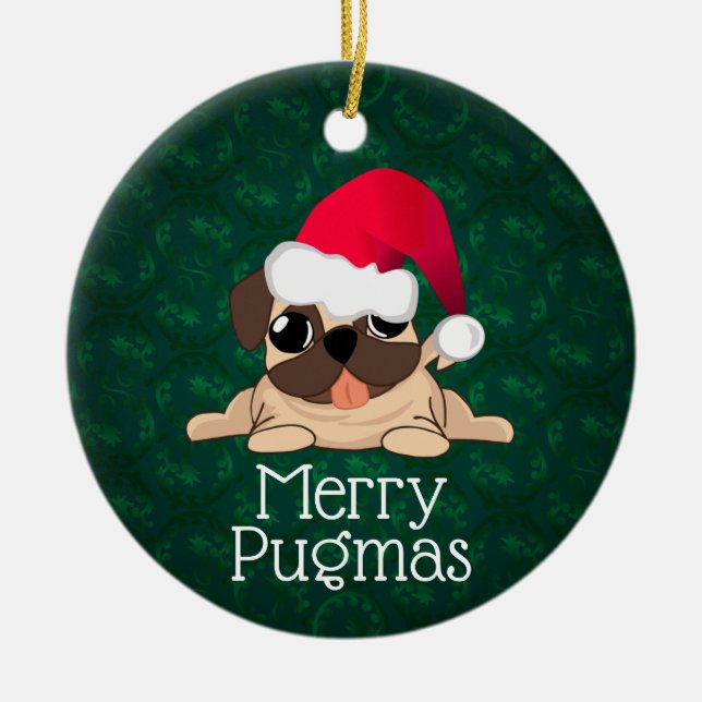 Ornement de cercle de pug de Noël (Devant)