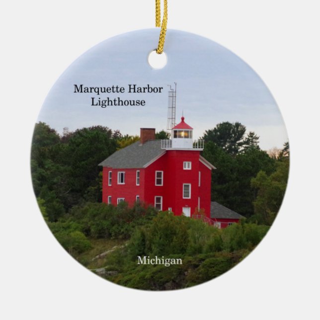 Ornement de cercle du phare de Marquette Harbor (Devant)