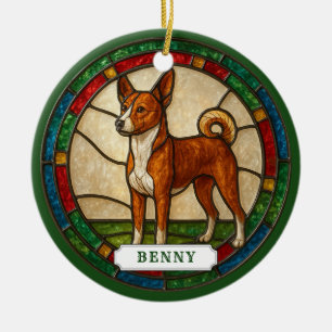 Ornement de cercle en céramique de chien Basenji