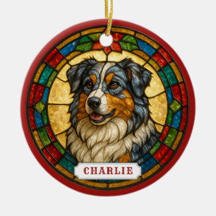 Ornement de cercle en céramique de chien berger au