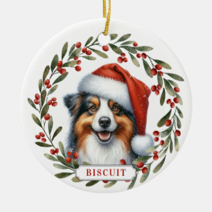 Ornement de cercle en céramique de chien berger au