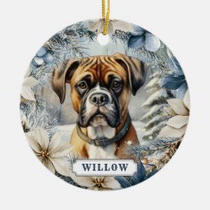 Ornement de cercle en céramique de chien Boxer