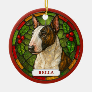 Ornement de cercle en céramique de chien Bull Terr