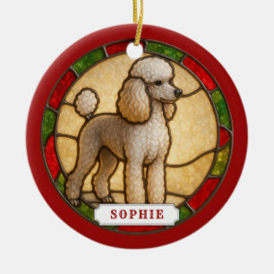 Ornement de cercle en céramique de chien Caniche M