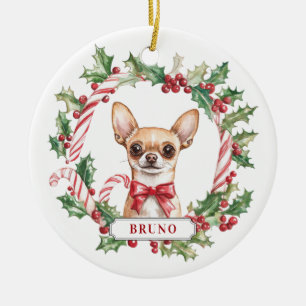 Ornement de cercle en céramique de chien Chihuahua