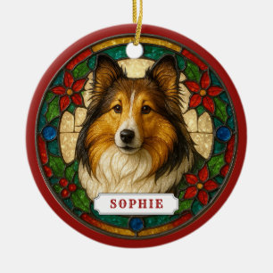 Ornement de cercle en céramique de chien de berger