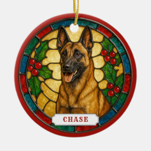 Ornement de cercle en céramique de chien Malinois