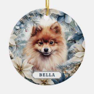 Ornement de cercle en céramique de chien Poméranie