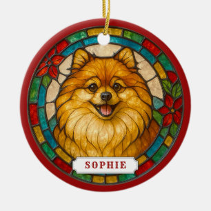 Ornement de cercle en céramique de chien Poméranie